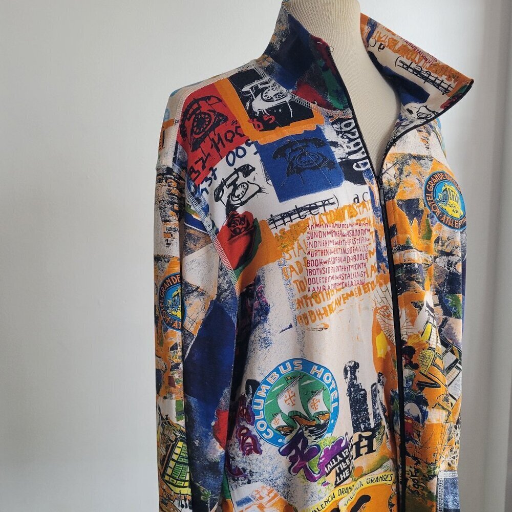 Chicos Women’s Jacket Multicolor Full Zip Collar Artsy (Chico Size: 2/Large)
